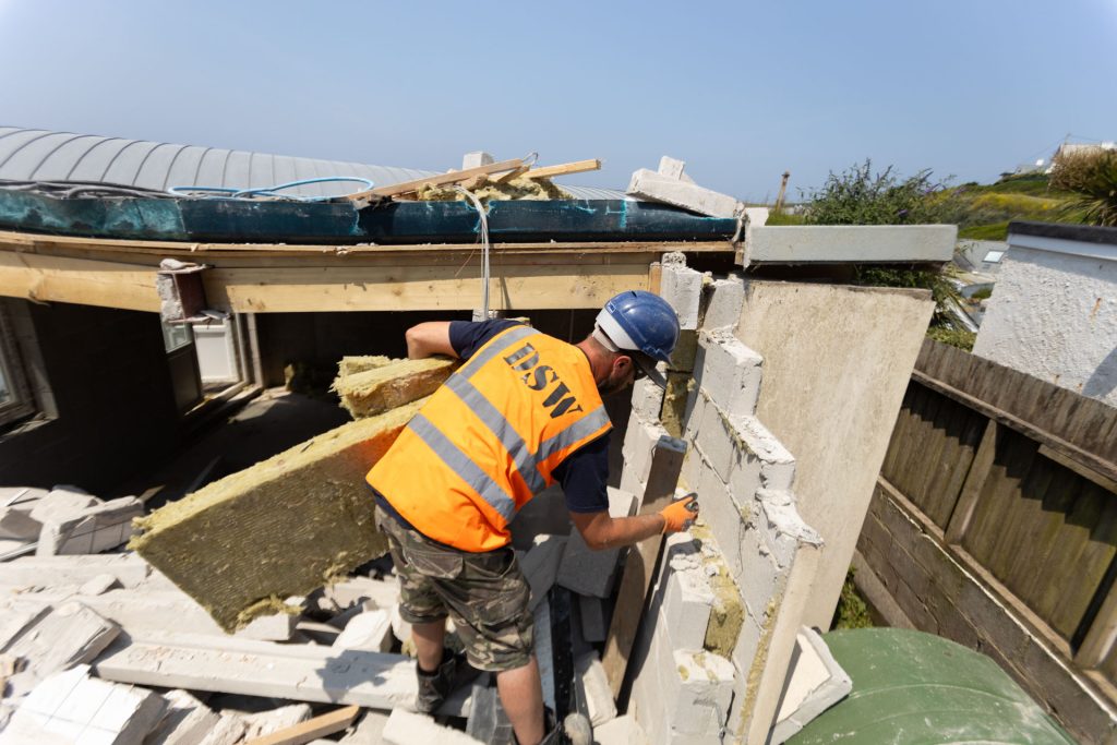 _33A7972 Domestic demolition contractor stripping a house in Cornwall - DSW Group Ltd